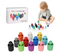 EliphonTowne Colour Sorting Cups - Sensory Peg Dolls in Cups for Children to Identify and Match Hue, Colored Colour Sorting Toys for Toddlers to Cultivate Cognitive Abilities