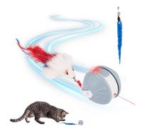 EliphonTowne Laser Interactive Cat Toy Ball - Moving Automatic Cat Toy with Snake Tail and Mouse Accessory for Indoor Cats KittenToy Cat Toys, Hunting Mouse Games