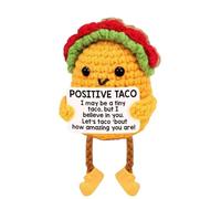 EliphonTowne Positive Gifts Taco Crochet - Needle Weaving Emotional Support Crochet, Creative Office Home Decoration, for Friends and Family, Handmade Optimistic Energy Taco Doll with Positive Cards