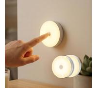 EliphonTowne USB Rechargeable Magnetic Wall Lights - 3 Colour Wireless Night Light, 2 PCS Led Stick on Wall Lights, Led Light for Bedroom Stair Nursery Closet Cabinet Wardrobe Vanity Table