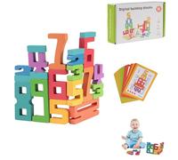 EliphonTowne Wooden Number Building Blocks - Wooden Building Blocks for Kids, Stacking Blocks Alphabet Montessori, for 2 Year Olds Girls, Toys Puzzle Building Games