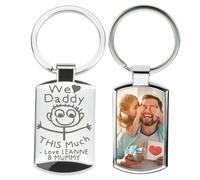 Eliphs Fathers Day Personalised Keyring for Dad, Custom Daddy Keychain with Photo & Text, Xmas Gift for Grandad, Best Dad Ever tag, Engraved Keyring Gift from Daughter