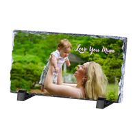 Eliphs Personalised Any Photo Custom Rock Slate Photo Gift with Stand picture slate photo slates-Anniversary Housewarming Valentines Keepsake Christmas baby Father Gift any occasion (Rectangle)