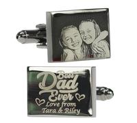 Eliphs Personalised Cufflinks with Case - Engraved with Your Custom Image Text - Gifts for Men Wedding Him Husband Bridegroom cuff links mens personalised cuff links mens for Fathers day Birthday