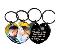 Eliphs Personalised Heart Puzzle Keyring. Custom Brick Split Keyring for Couples, Photo Engraved Keychain, Gifts for Her and Him,Valentines Personalised Gifts for Men and Women (Picture Printed)
