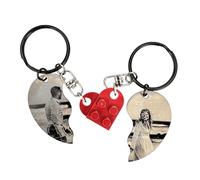 Eliphs Personalised Heart Puzzle Keyring. Custom Brick Split Keyring for Couples, Photo Engraved Keychain, Gifts for Her and Him,Valentines Personalised Gifts for Men and Women (Picture Engraved)