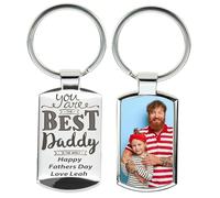 Eliphs Personalised Keyring Fathers Day Photo Engraved Text Keepsake For Dad Gifts Daddy Grandad Uncle Keychain Birthday Christmas Any Occassion From Son Daddy presents from daughter