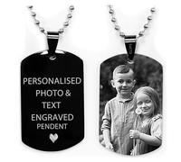 Eliphs Personalised Photo Engraved Chain, Dogtag Pendant, Custom Photo Keychain For Birthday, Anniversary, Christmas, Mum, Dad, Granddad, Picture & Text Engraved Chain, Christmas Keepsake Gift