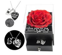 Eliphs Personalised Preserved Real Rose Eternal Photo engraved Pendent, Gift Box Forever Rose Gifts for Her Girlfriend Mother Valentine's Day, Mother's Day (Photo and text Engraved)