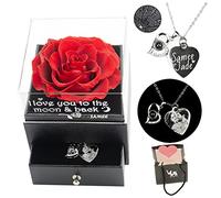 Eliphs Personalised Preserved Real Rose Eternal Photo engraved Pendent, Gift Box Forever Rose Gifts for Her Girlfriend Mother Valentine's Day, Mother's Day (Box Engraved Only)