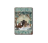 ELIPOS Tin Sign Dogs Once Upon a time There was a Girl who Loved Dogs That was My tin Sign Fun Home Decor Bistro Cartel de Chapa Decoración de pared 8x12inch