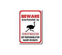 ELIPOS Tin Sign Ostrich Sign warns That The Property is Guarded by a Ostrich Funny Outdoor Warning Sign Home Gate Garden Bar Restaurant Cafe Office Shop Club Decoration 8x12inch
