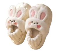 ELIRAR Cute Rabbit Slippers for Adults Women Men Funny Plush Animals Fluffy Furry Kawaii Novelty Indoor Outdoor Non-Slip Soft Warm, White With Back, 7/9 UK