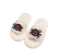 ELIRAR Halloween Spider Slippers for Women Men Spooky Horror Warm Soft Non-Slip Indoor Outdoor Cartoon Autumn, White Spider 1, 41.5/43 EU