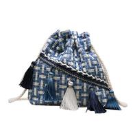 ELIRAR Hobo Style Crossbody Bag for Women Hippie TasselOver Shoulder Saddle Crochet Fringe Style Small Daily Satchel, Blue