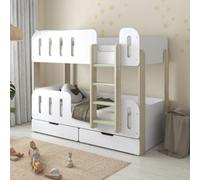 Elisa White And Pale Wood Storage Bunk Bed - 3Ft Single