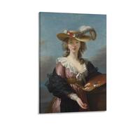 Elisabeth Louise Vigee 《Self-portrait in A Straw Hat》 Framed Painting Prints Canvas Wall Art Prints Poster Photo Picture Painting Posters Room Decor 16x24inch(40x60cm)