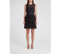 ELISABETTA FRANCHI A-Line Off-The-Shoulder Lace and Tulle Mini Dress with Ruffles - Size: 38 - female