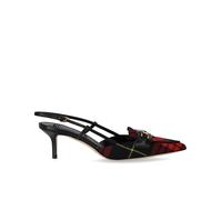 ELISABETTA FRANCHI BLACK AND RED TARTAN SLINGBACK PUMP 39