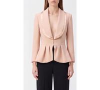 ELISABETTA FRANCHI Cropped Single-Breasted Blazer with Satin Shawl Collar and Ruffled Hem - Size: 44 - female