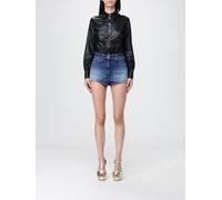 ELISABETTA FRANCHI Denim Jumpsuit With Nappa Effect Fabric - Size: 44 - female