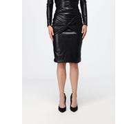 ELISABETTA FRANCHI Draped Synthetic Leather Midi Pencil Skirt with Slim Fit - Size: 44 - female