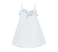 Elisabetta Franchi Kids ruffled flower-embellished dress - Blue 6 yrs-8 yrs-14 yrs