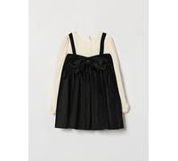 ELISABETTA FRANCHI LA MIA BAMBINA Double-Layer Short Velvet Dress with Bow - Size: 4 - female