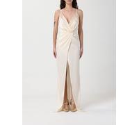 ELISABETTA FRANCHI Long Satin Dress with Sequins - Size: 44 - female
