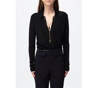ELISABETTA FRANCHI Long-Sleeved Blouse with Metallic Mesh Details - Size: 40 - female