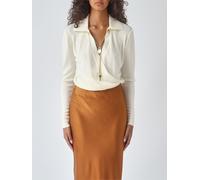 ELISABETTA FRANCHI Long-Sleeved Blouse with Metallic Mesh Details - Size: 42 - female