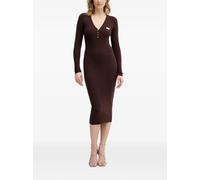 Elisabetta Franchi micro-braided V-neck midi dress - Brown 38-40-42-44