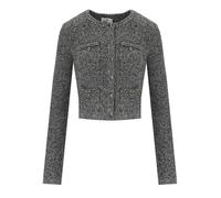 Gray Bouclé Wool Cardigan with Rhinestone Details - female - Elisabetta Franchi - Cardigans - Gray - S - Knitwear S