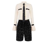 Elisabetta Franchi sequin-embellished tie-neck playsuit - White 40-44