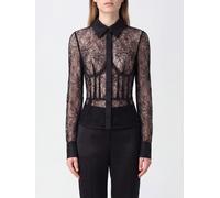 ELISABETTA FRANCHI Sheer Lace Corset Shirt with Classic Collar - Size: 44 - female