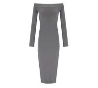 ELISABETTA FRANCHI STEEL KNITTED MIDI DRESS 38