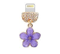 ELISE & FONDA CP544 USB Charging Port Crystal Anti Dust Plug Little Flower Bauhinia Phone Charm for iPhone 13/12/11/ XS MAX/XR/X/8 Plus/7/6S/8/SE iPad iPod ( Purple )
