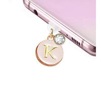 ELISE & FONDA TP11 Type-C Charging Port Anti Dust Plug Tiny Round letter K Cell Phone Charm for Samsung/OnePlus/Xiaomi/oppo Android Phone iPhone 15/16 (Blanchedalmond), approx. 1.2 cm (H) x 1.2 cm (W)