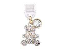 ELISE & FONDA TP245 Type-C USB Charging Port Anti Dust Plug Little Crystal Teddy Bear Pendant Cell Phone Charm for Samsung Galaxy/Huawei/OnePlus/Xiaomi/oppo Android Phones (Gold), approx. 1.7 cm (L) x