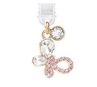ELISE & FONDA TP608 Type-C Charging Port Anti Dust Plug Little Crystal Butterfly Phone Charm for iPhone 15/16/Samsung/OnePlus/Xiaomi/oppo Android Phones (Pink), approx. 1.7 cm (L) x 0.45 cm (D) x 2.1