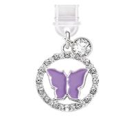 ELISE & FONDA TP634Type-C Charging Port Anti Dust Plug Little Crystal Circle Butterfly Phone Charm for iPhone 15/16/Samsung/OnePlus/Xiaomi/oppo Android Phones (Purple)