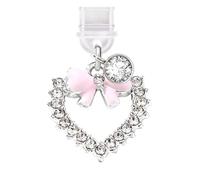 ELISE & FONDA TP636 Type-C Charging Port Anti Dust Plug Little Love Heart with Bow Cell Phone Charm for iPhone 15/16/Samsung/OnePlus/Xiaomi/oppo Android Phones (Pink)
