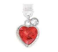ELISE & FONDA TP639 Type-C Charging Port Anti Dust Plug Little 3D Crystal Love Heart Cell Phone Charm for iPhone 15/16/Samsung/OnePlus/Xiaomi/oppo Android Phones (Red), approx.1.35 cm (L) x 0.6 cm (D