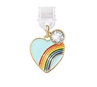 ELISE & FONDA TP660 Type-C Charging Port Anti Dust Plug Little Love Heart with Rainbow Cell Phone Charm for iPhone 15/16/Samsung/OnePlus/Xiaomi/oppo Android Phones (Blue)