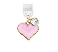 ELISE & FONDA TP668 Type-C Charging Port Anti Dust Plug Little Love Heart Cell Phone Charm for iPhone 15/16/Samsung/OnePlus/Xiaomi/oppo Android Phones (Pink)