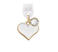 ELISE & FONDA TP669 Type-C Charging Port Anti Dust Plug Little Love Heart Cell Phone Charm for iPhone 15/16/Samsung/OnePlus/Xiaomi/oppo Android Phones (White)