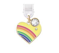ELISE & FONDA TP691 Type-C Charging Port Anti Dust Plug Little Love Heart with Rainbow Cell Phone Charm for iPhone 15/16/Samsung/OnePlus/Xiaomi/oppo Android Phones (Yellow)