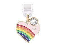 ELISE & FONDA TP693 Type-C Charging Port Anti Dust Plug Little Love Heart with Rainbow Cell Phone Charm for iPhone 15/16/Samsung/OnePlus/Xiaomi/oppo Android Phones (Pink)