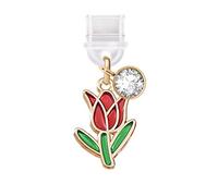 ELISE & FONDA TP694 Type-C Charging Port Anti Dust Plug Little Rose Flower Cell Phone Charm for iPhone 15/16/Samsung/OnePlus/Xiaomi/oppo Android Phones (Red)