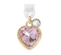ELISE & FONDA TP709 Type-C Charging Port Anti Dust Plug Little 3D Crystal Love Heart Cell Phone Charm for iPhone 15/16/Samsung/OnePlus/Xiaomi/oppo Android Phones (Gold Pink)